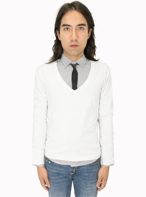 VNeck LS Tee White - M325811HYB